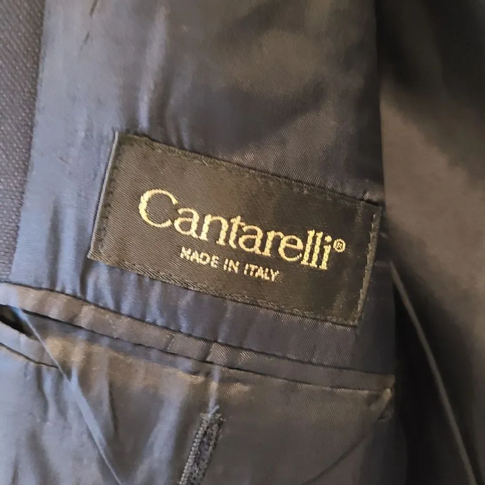 Cantarelli Mens 100% Wool Blazer Sport Coat Navy Blue Size 54 Formal Party